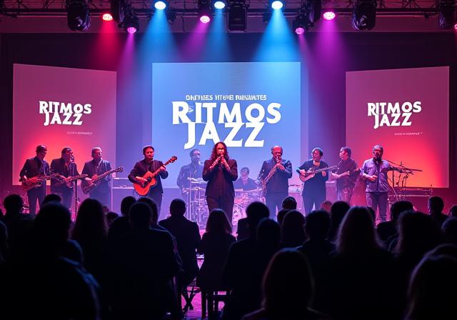 La banda actuando en el escenario de una gala corporativa.