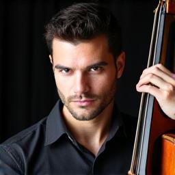 Retrato de Carlos Vega, contrabajista.